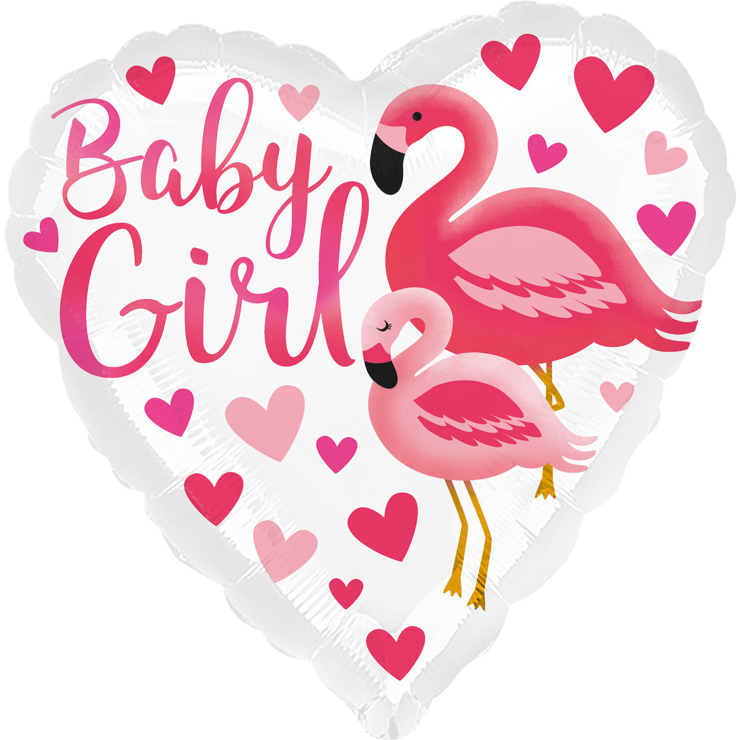 Folienballon Herz Flamingo Baby Girl