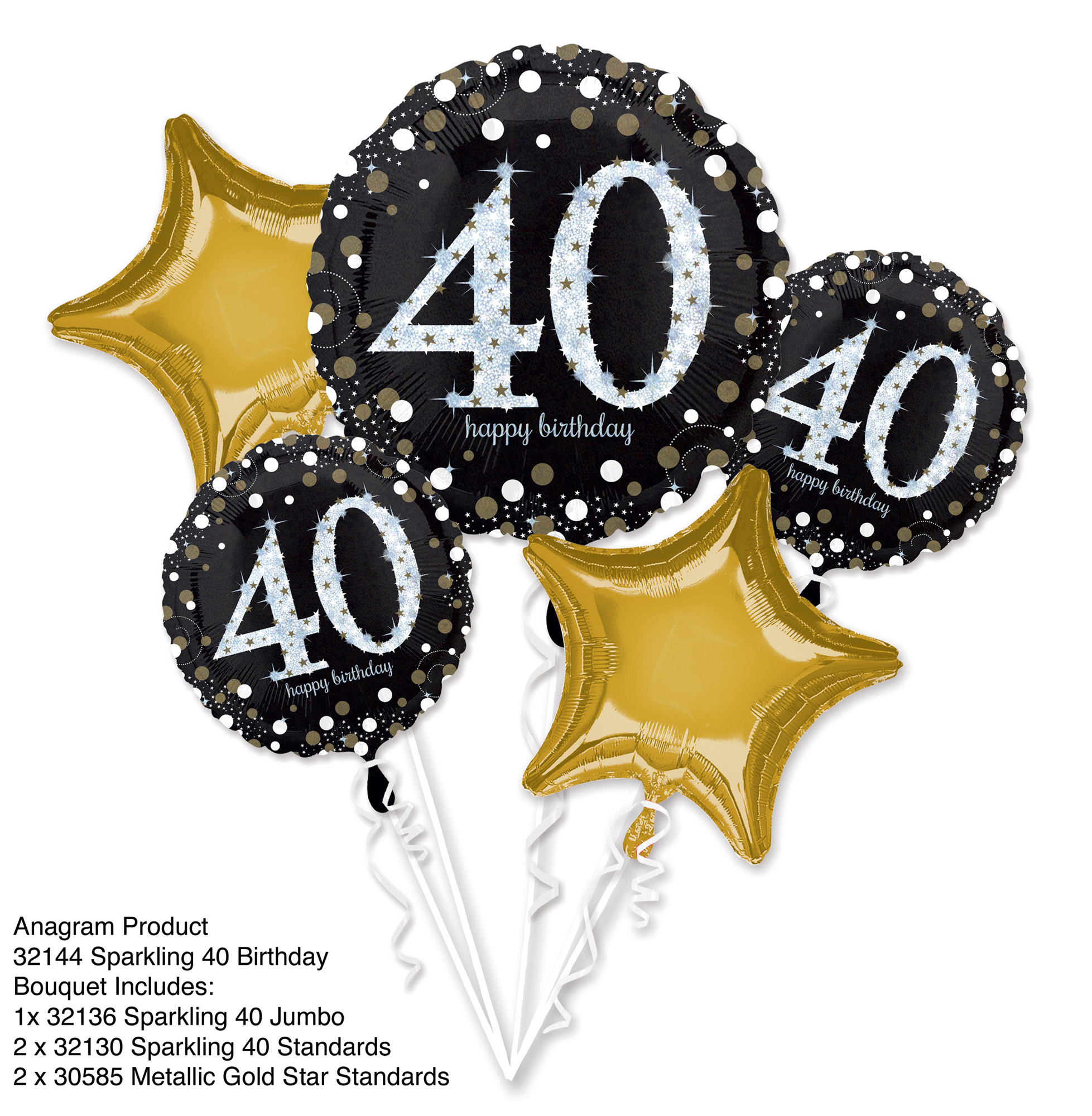 Folien-Bouquet Sparkling Birthday 40